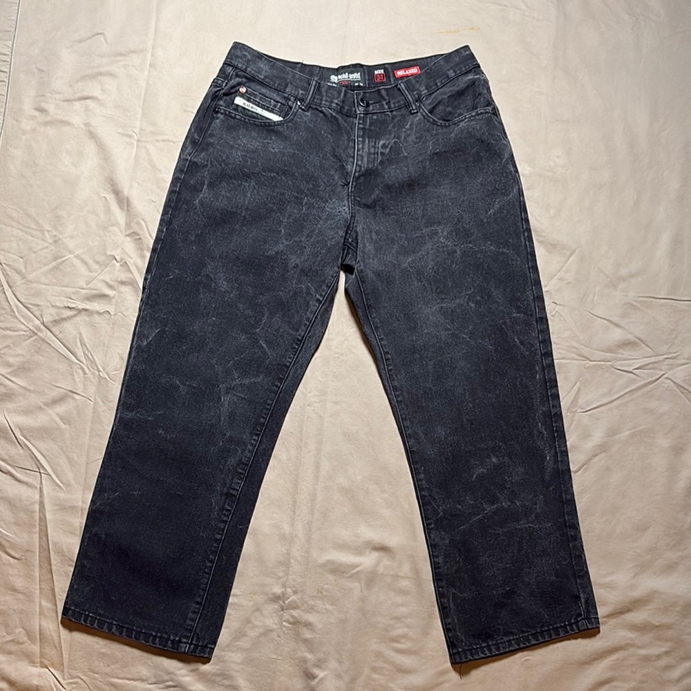 Ecko Unlimited Black Relaxed Stonewash Jeans Sturdy Denim Size 34‎